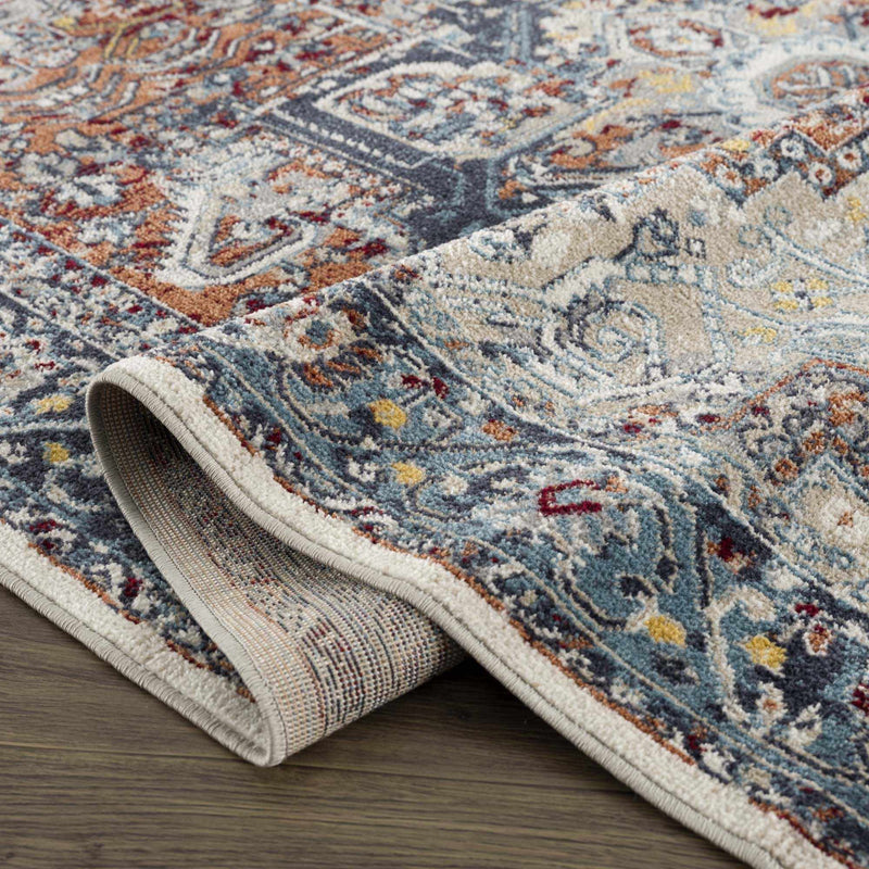 Cabacungan Blue & Rust Washable Area Rug by Hauteloom