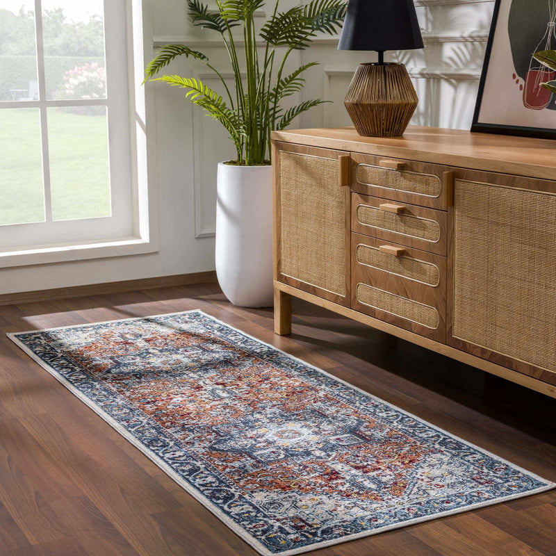 Cabacungan Blue & Rust Washable Area Rug by Hauteloom