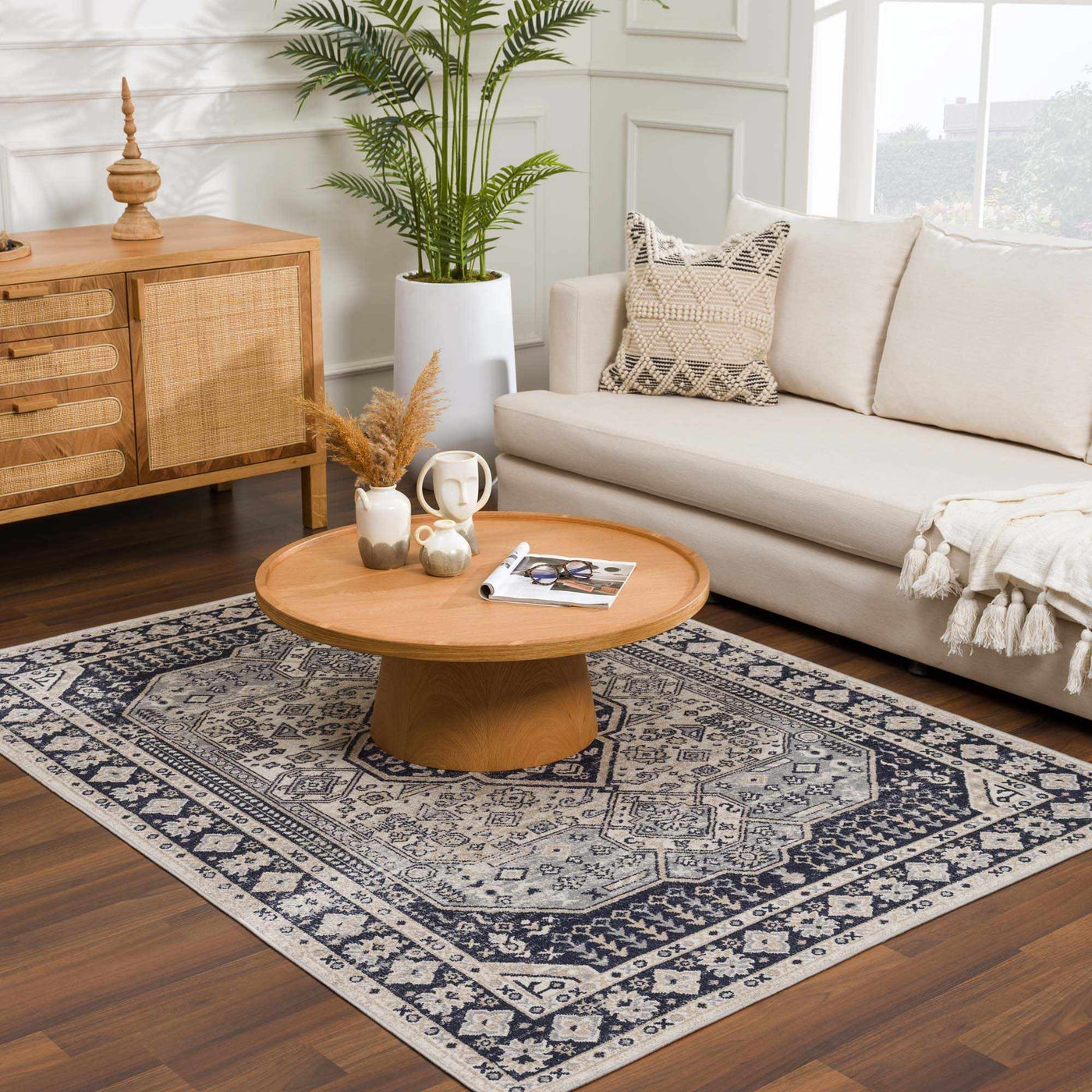 Cabacungan Cream & Gray Washable Area Rug - Clearance by Boutique Rugs