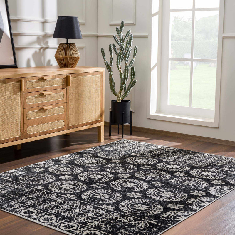 Kahraman Black & White Washable Rug - Clearance by Boutique Rugs