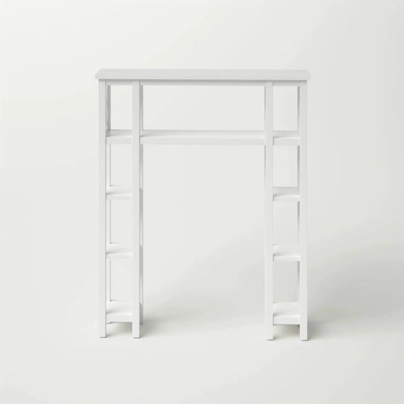 Over the Toilet Bathroom Shelving Unit with 9-Shelves in White Wood Finish by HomePacific