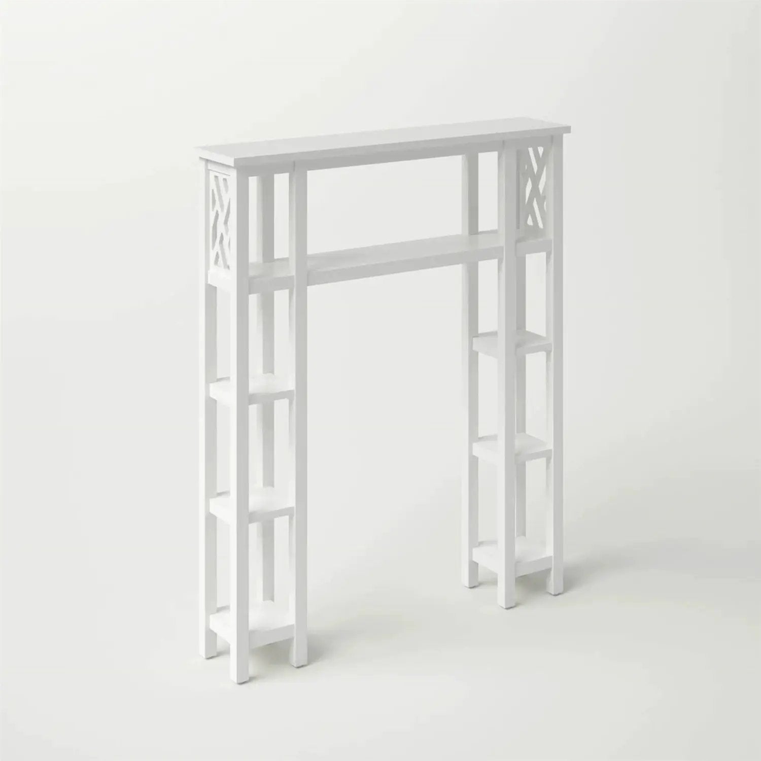 Over the Toilet Bathroom Shelving Unit with 9-Shelves in White Wood Finish by HomePacific