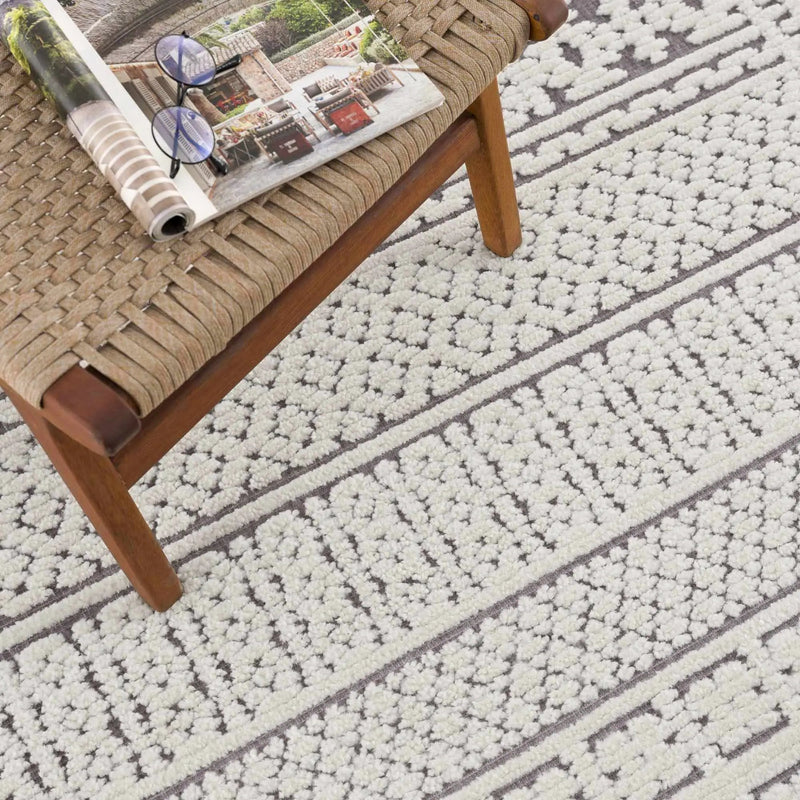 Bahar Cream & Gray Washable Area Rug - Clearance by Boutique Rugs