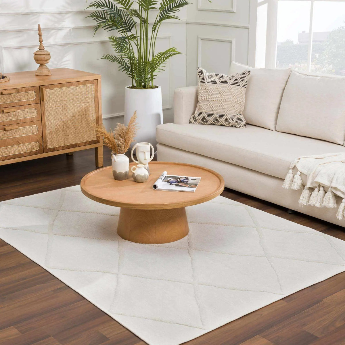 Amani White Washable Rug - Clearance, installed in a room 2