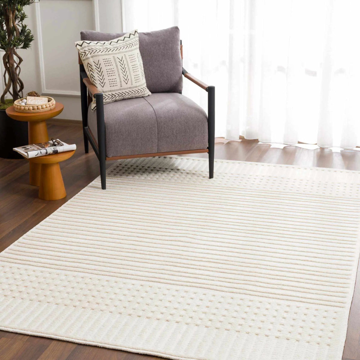 Rhun Washable Area Rug, installed in a room