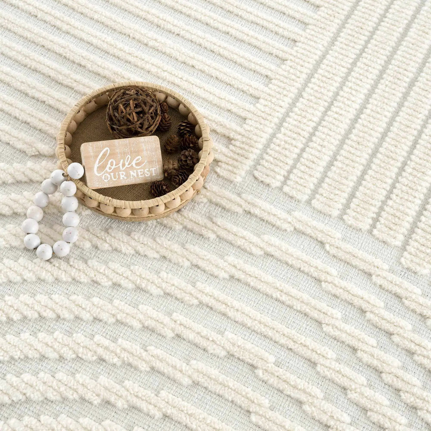 Deron White Washable 3D Rug by Boutique Rugs