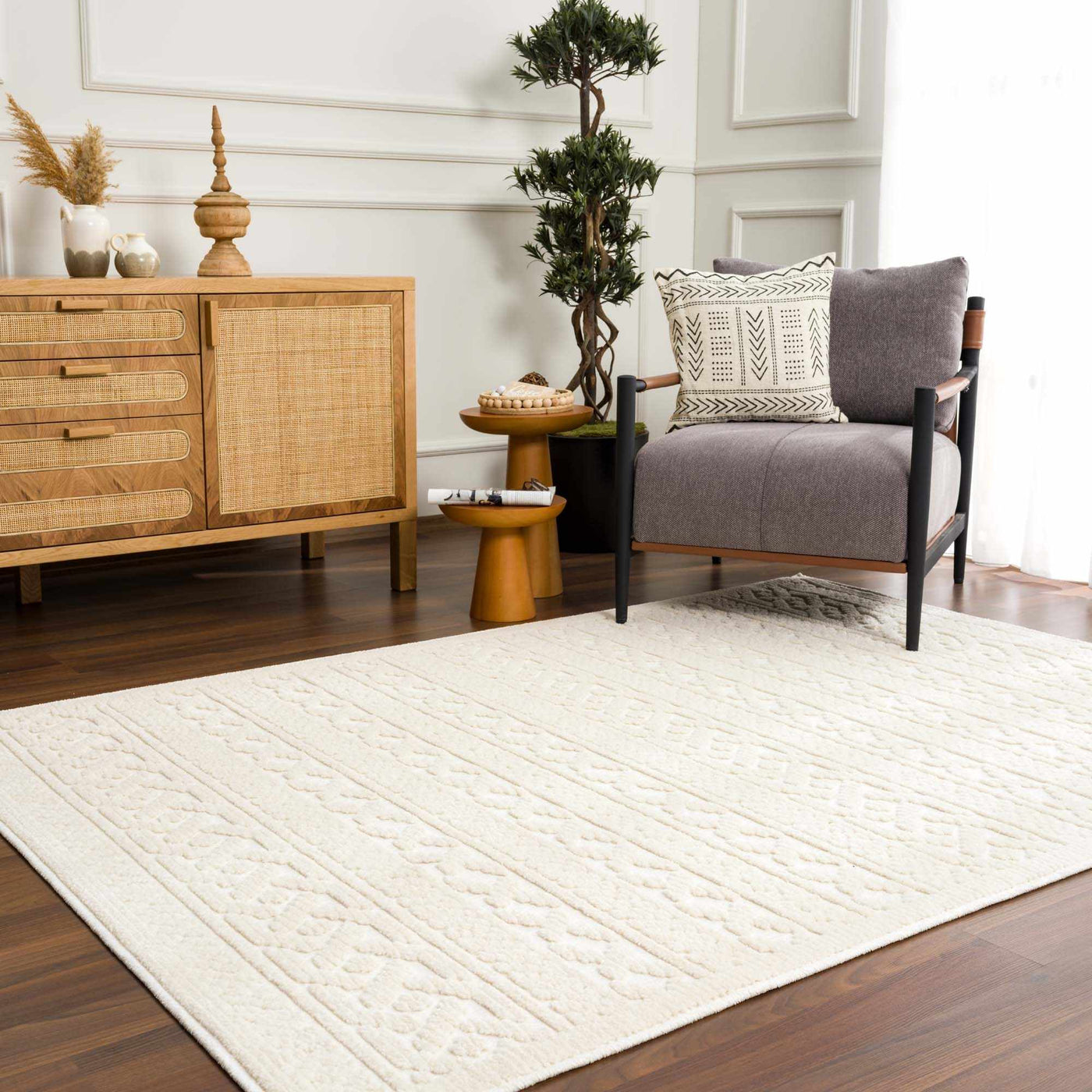 Fadey White 3D Washable Rug by Boutique Rugs