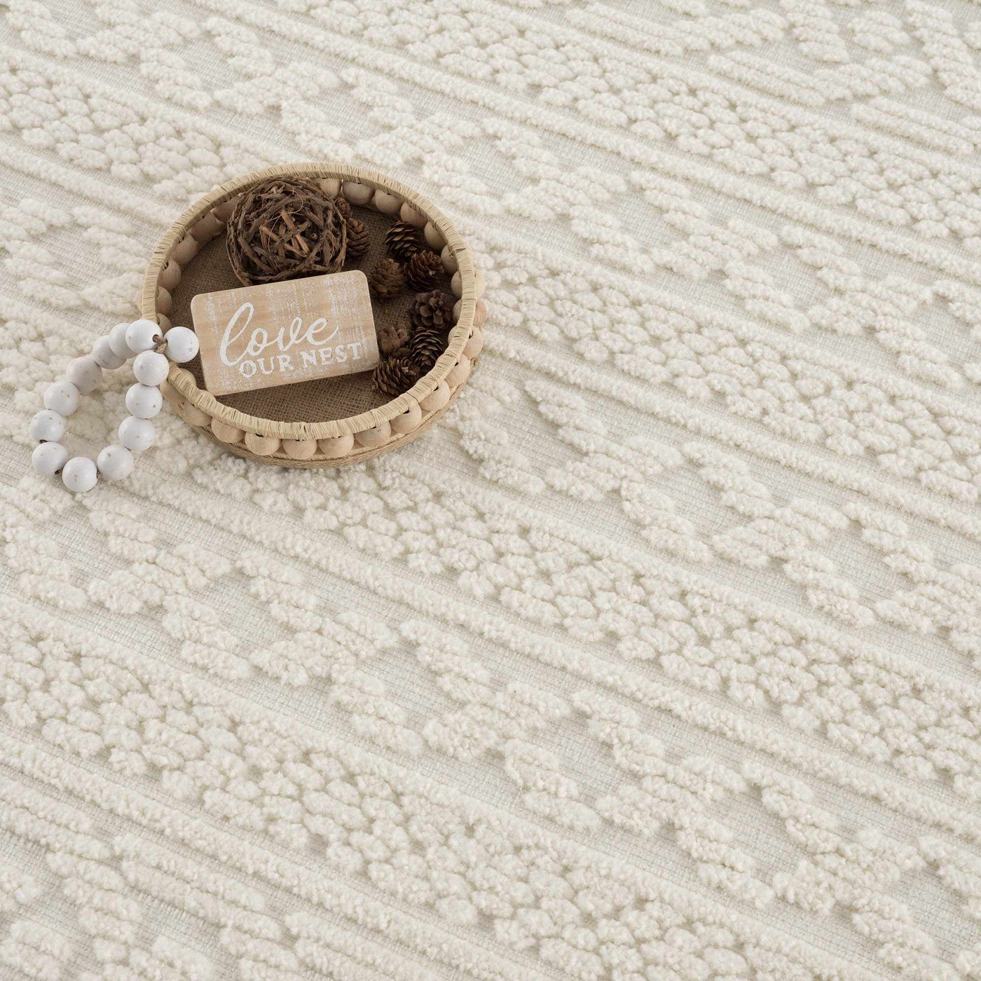 Fadey White 3D Washable Rug by Boutique Rugs