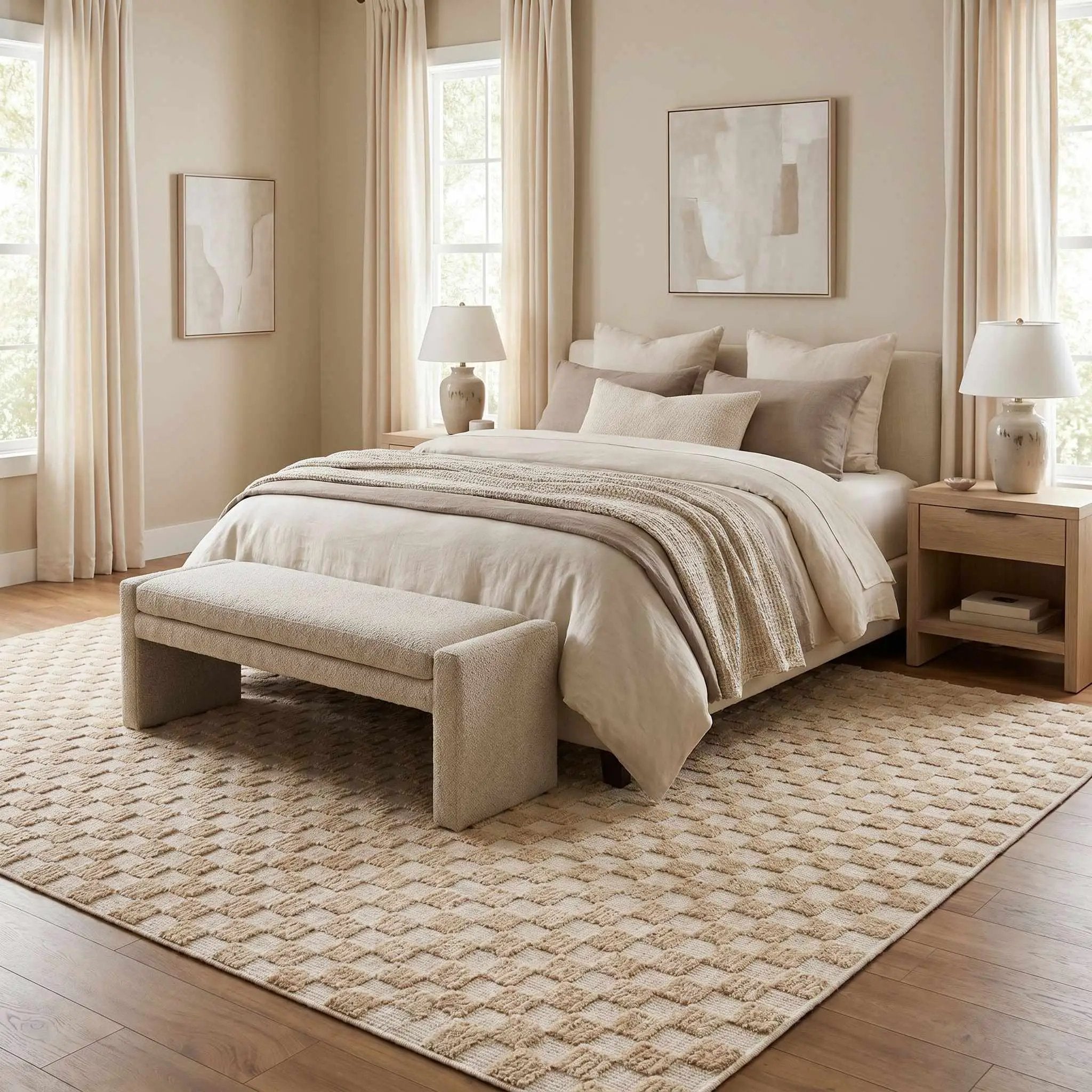Anthea Beige Washable Area Rug by Boutique Rugs