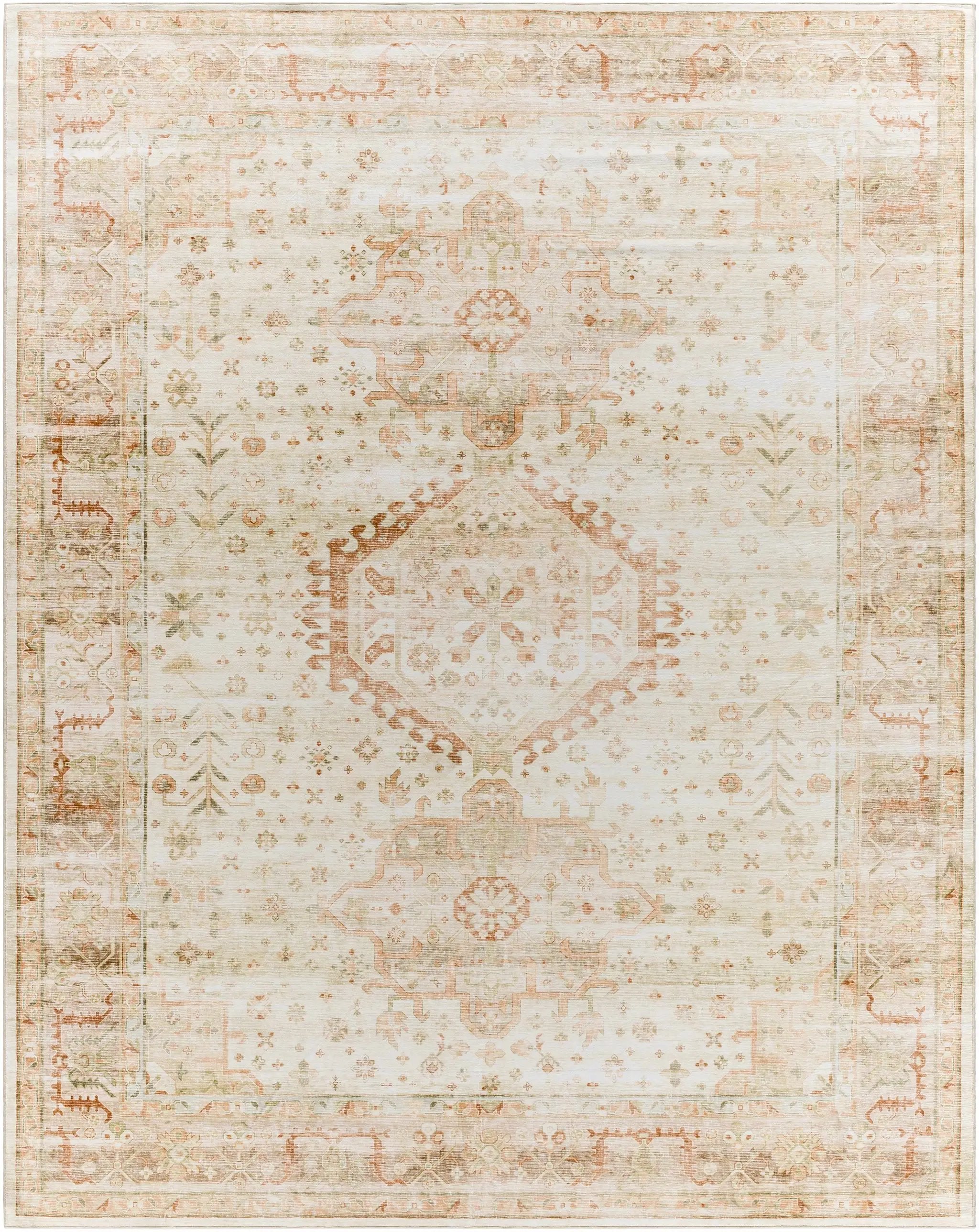 Laran Rust Distressed Washable Area Rug - Clearance by Boutique Rugs