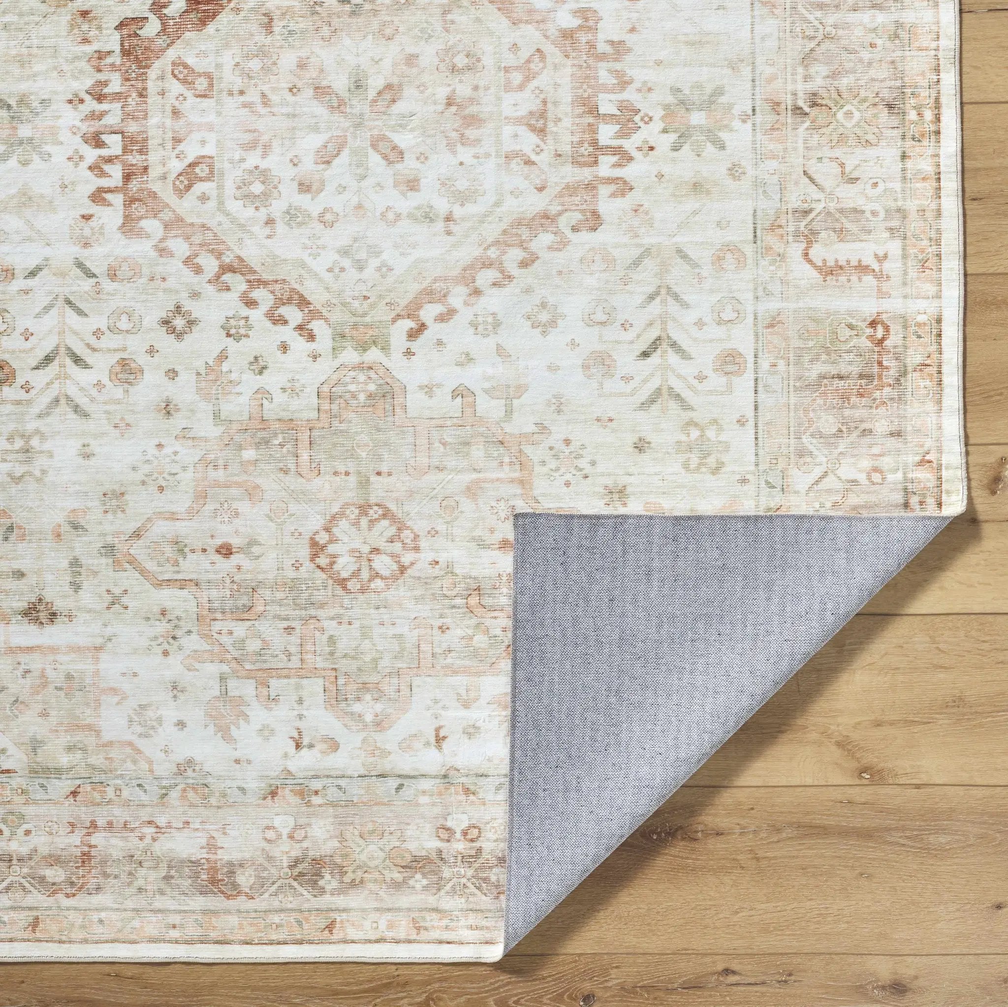 Laran Rust Distressed Washable Area Rug - Clearance by Boutique Rugs