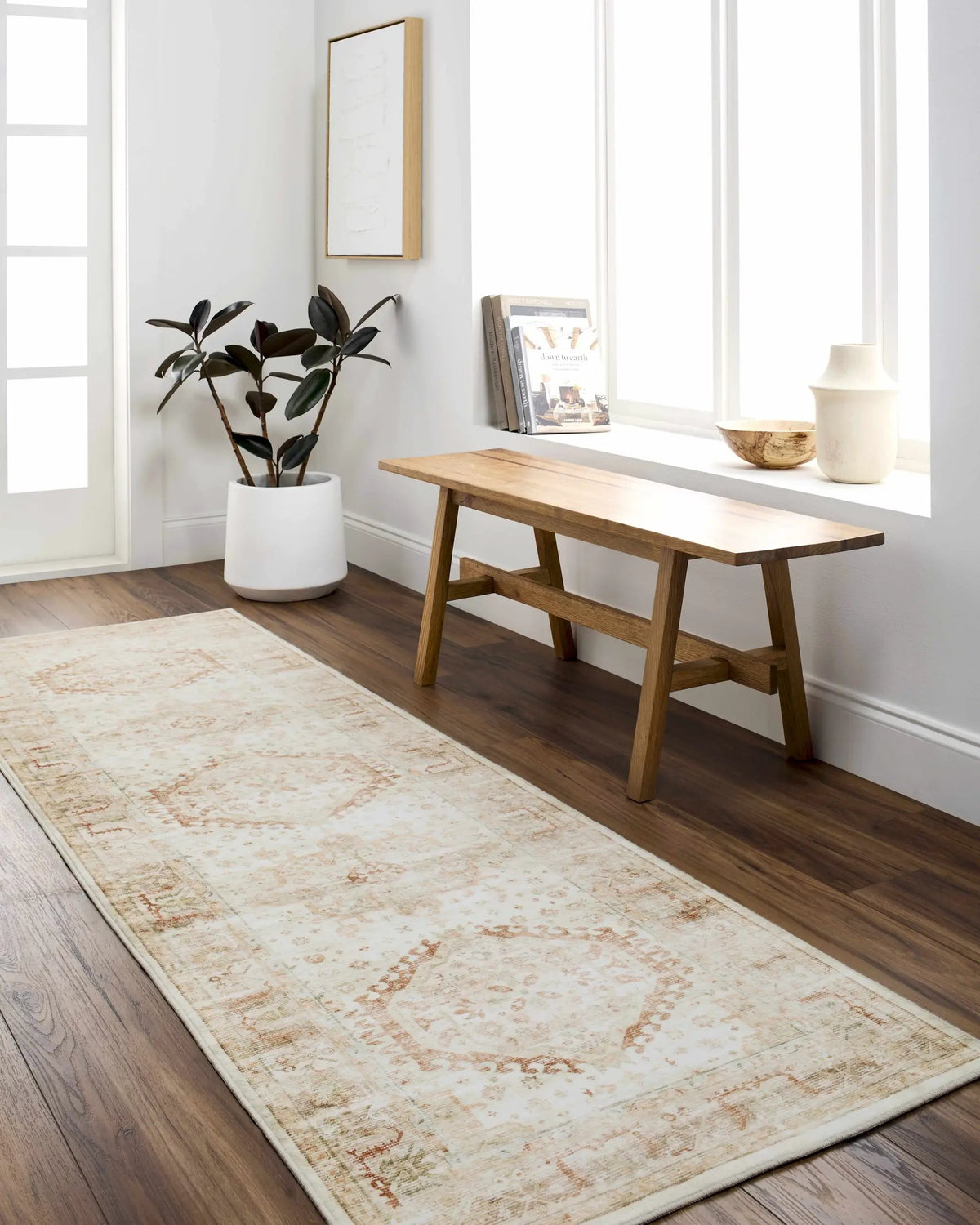 Laran Rust Distressed Washable Area Rug - Clearance, installed in a room 2