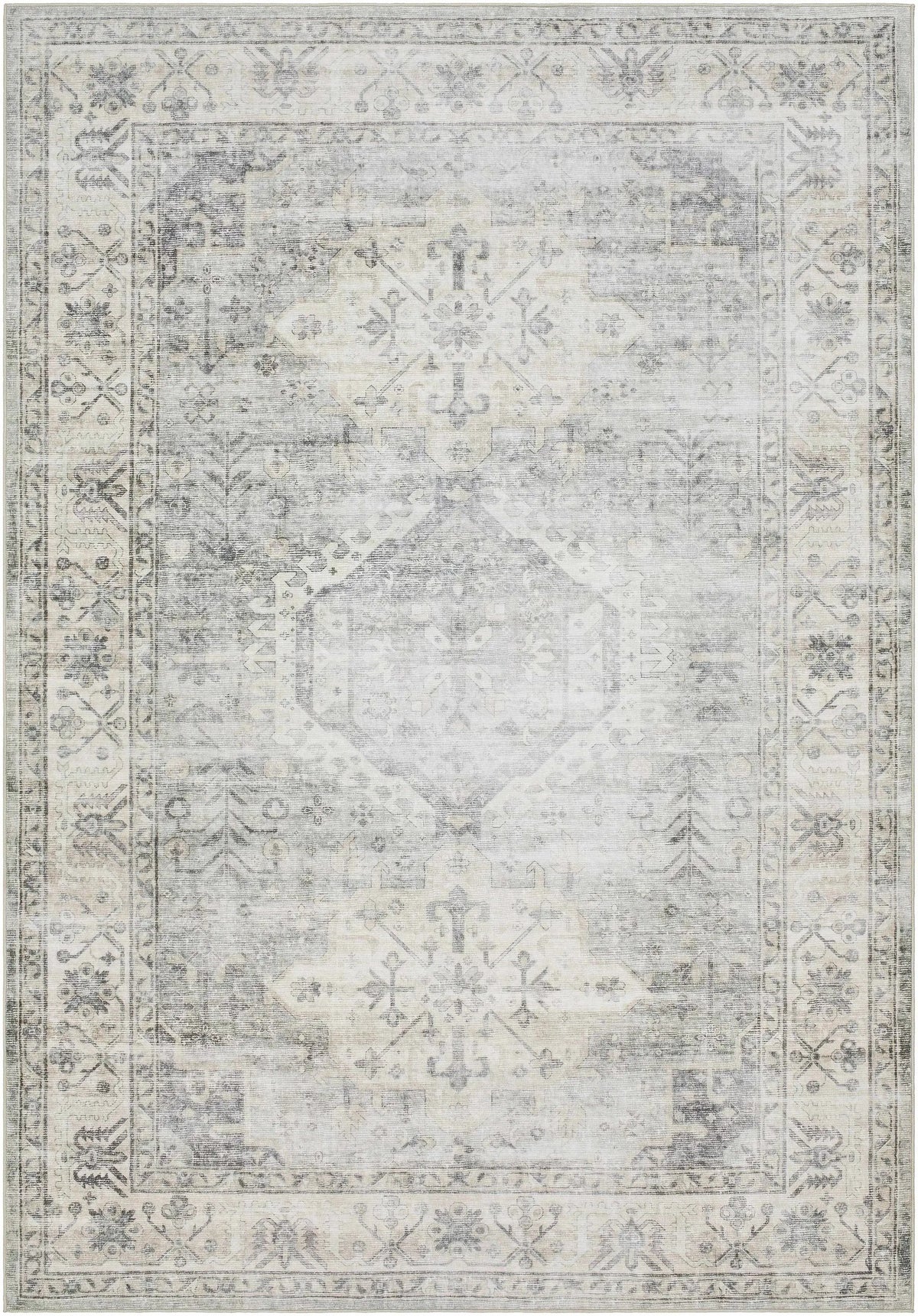 Laran Sage Distressed Washable Area Rug - Clearance