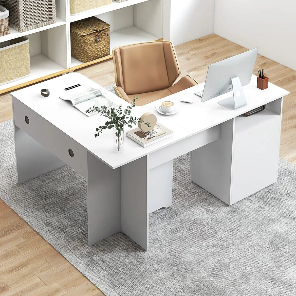 L-Shaped Computer Desk with Letter File Drawer, photo 7 of 9
