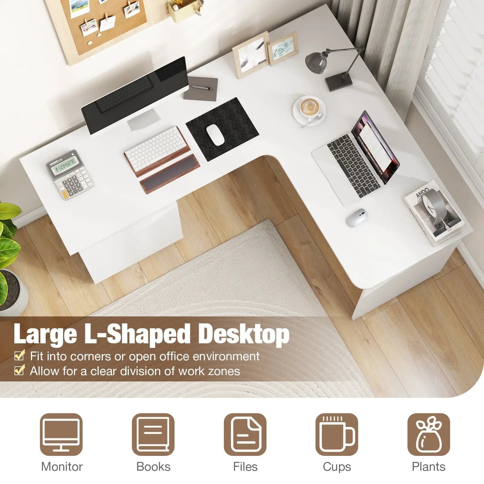 L-Shaped Computer Desk with Letter File Drawer by DirectDeals