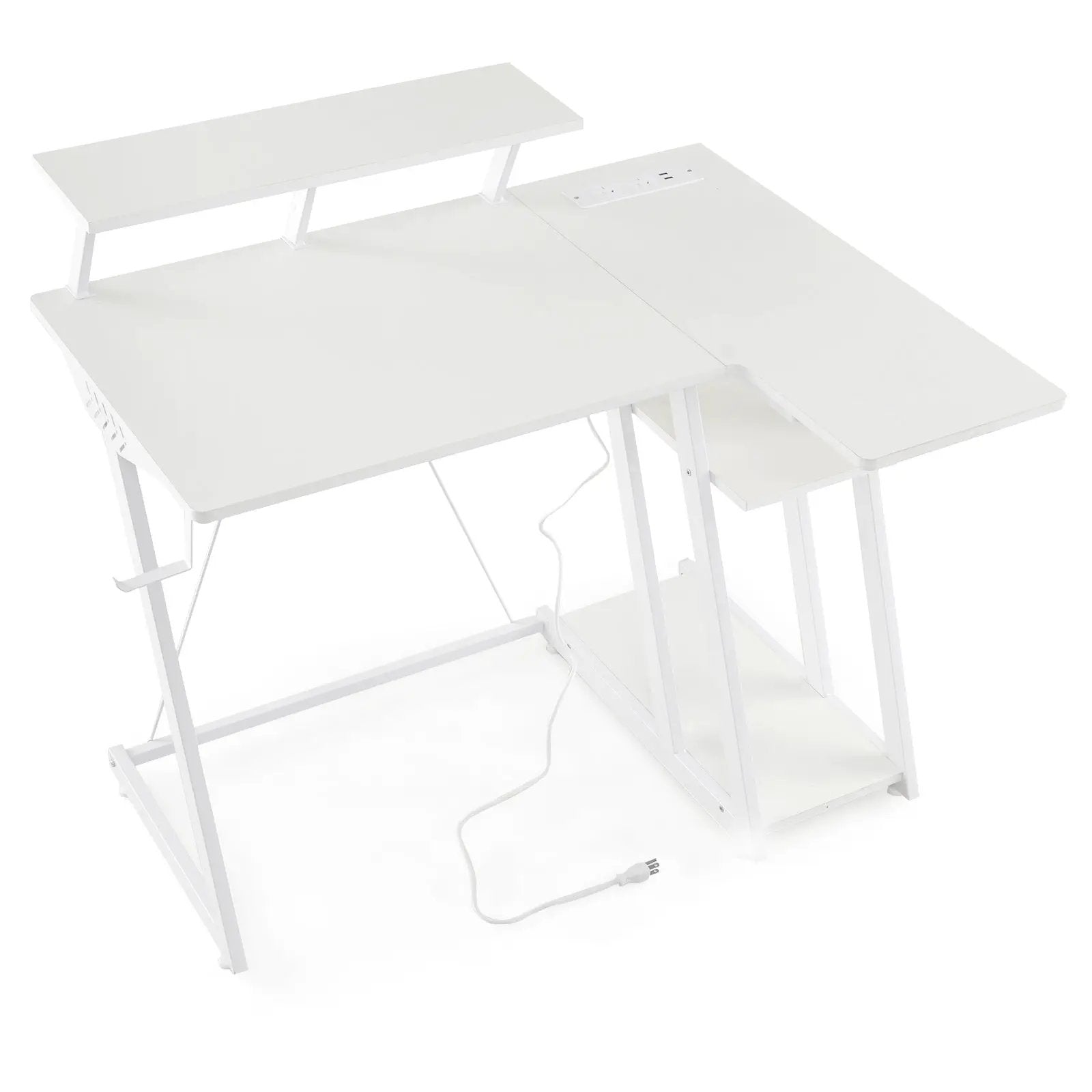 L Shaped Gaming Desk with Outlets and USB Ports by DirectDeals