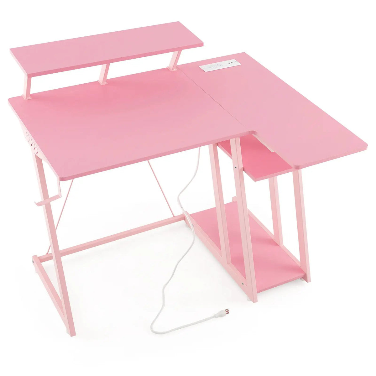 L Shaped Gaming Desk with Outlets and USB Ports, photo 13 of 24