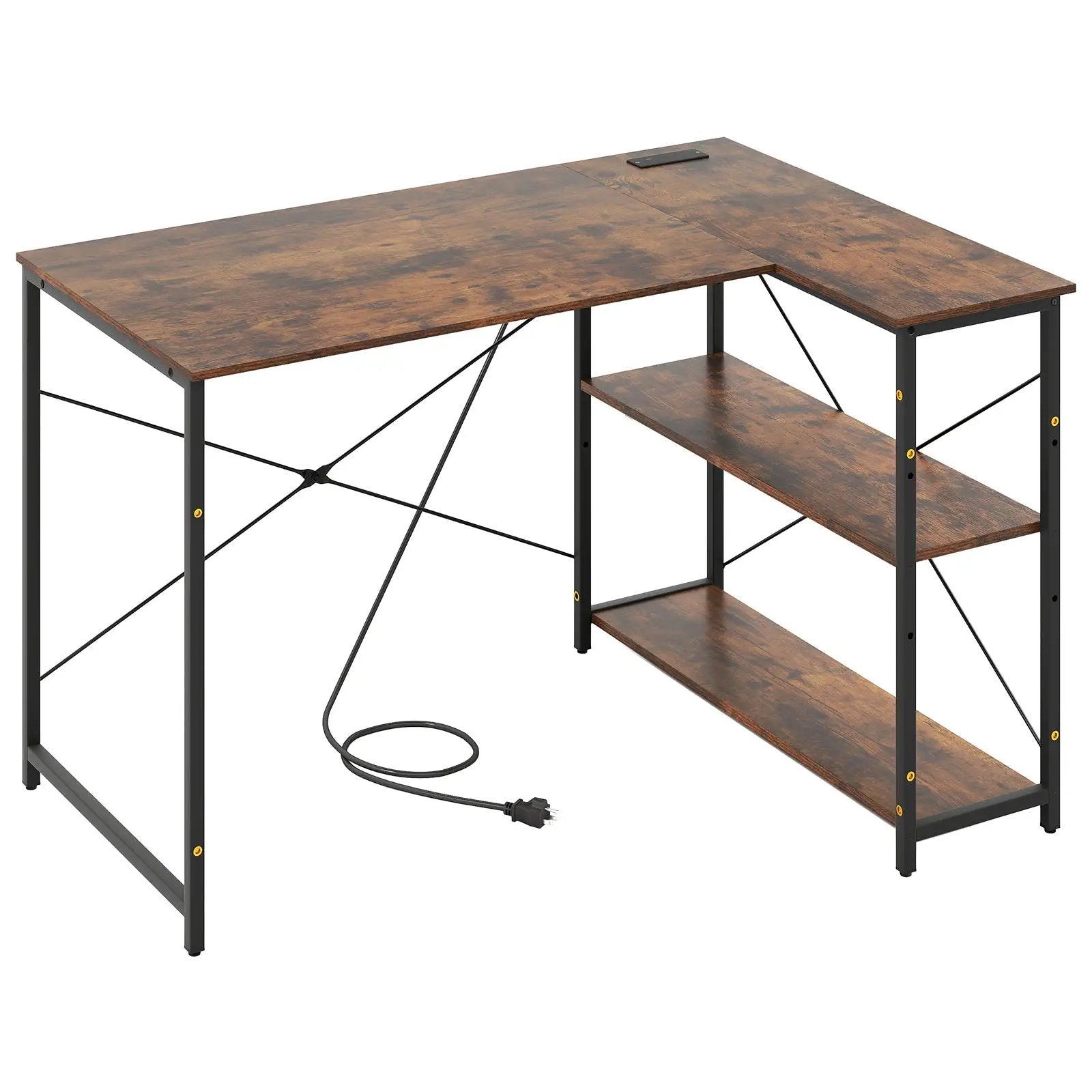 L-shaped 47 Inch Reversible Corner Desk with Adjustable Storage Shelves by DirectDeals