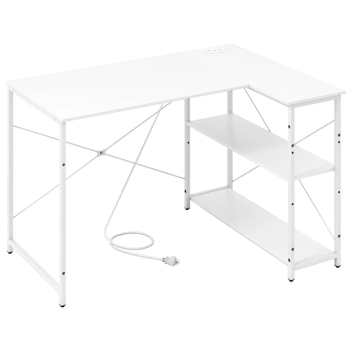 L-shaped 47 Inch Reversible Corner Desk with Adjustable Storage Shelves, photo 11 of 11
