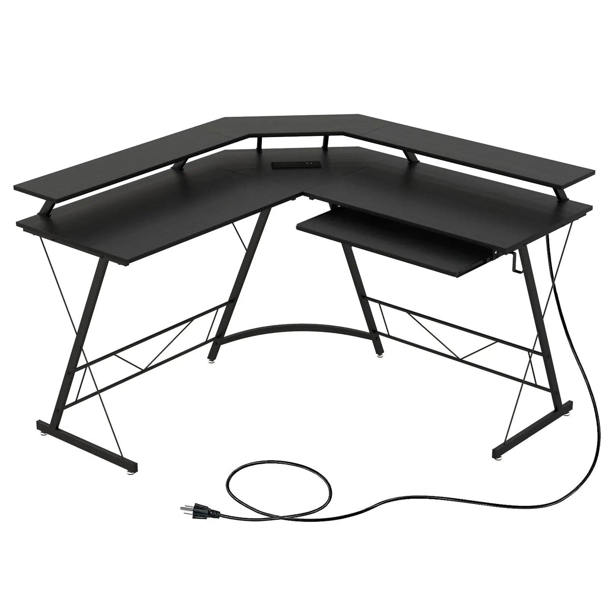 L-shaped Computer Desk with Power Outlet and Monitor Stand, photo 4 of 9