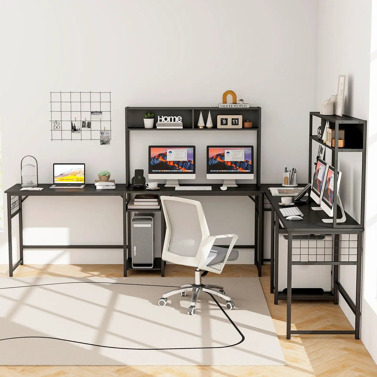 L-shaped Desk with Power Outlet Hutch, photo 2 of 9