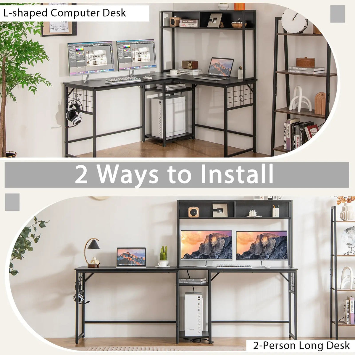 L-shaped Desk with Power Outlet Hutch, photo 7 of 9