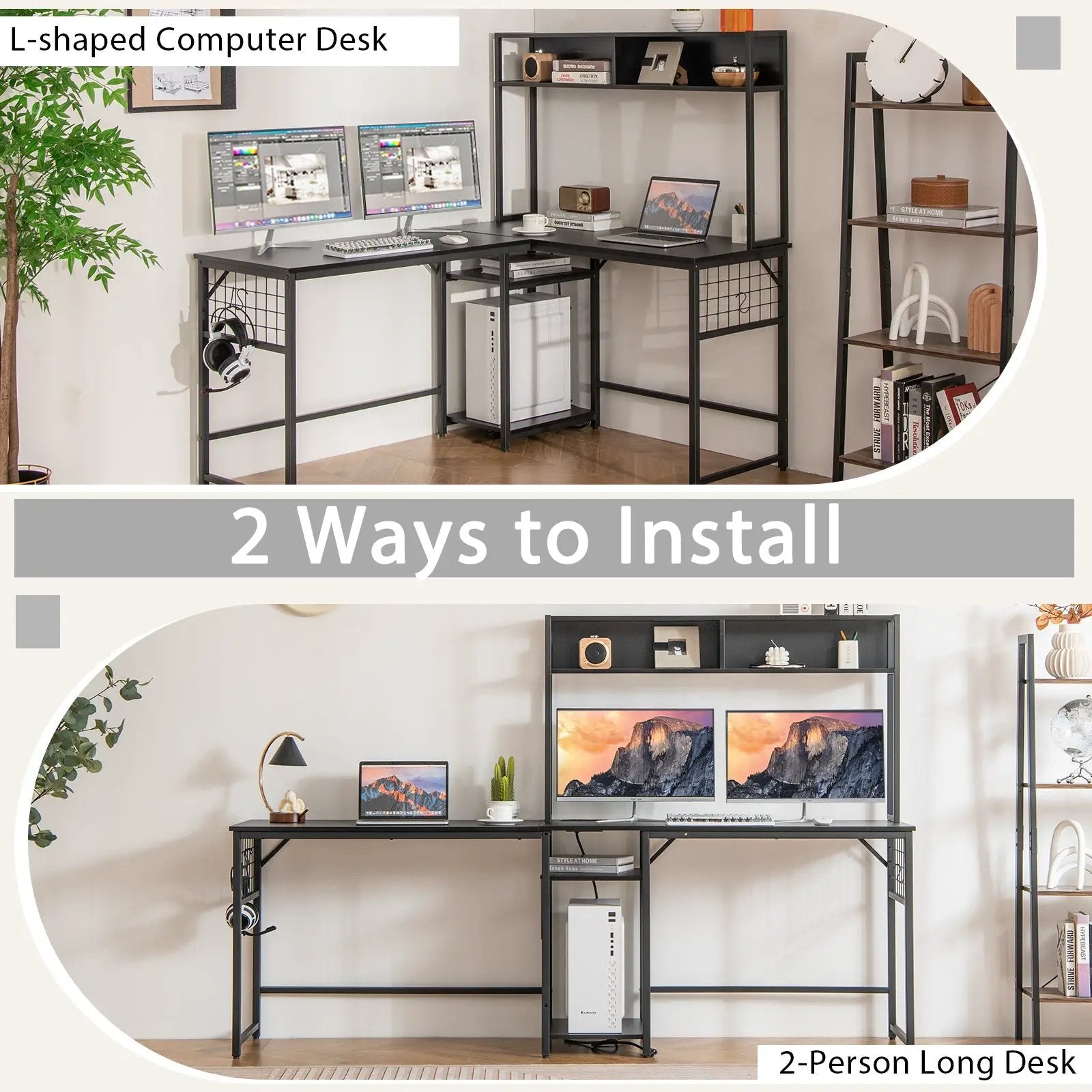 L-shaped Desk with Power Outlet Hutch by DirectDeals