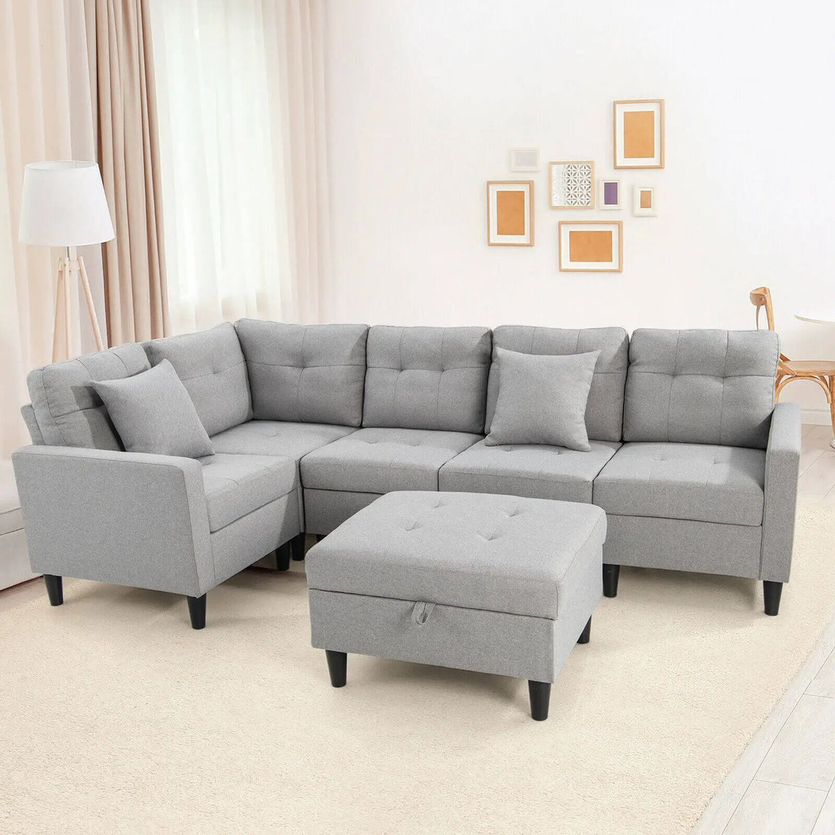 L-shaped Sectional Corner Sofa Set with Storage Ottoman, photo 11 of 16