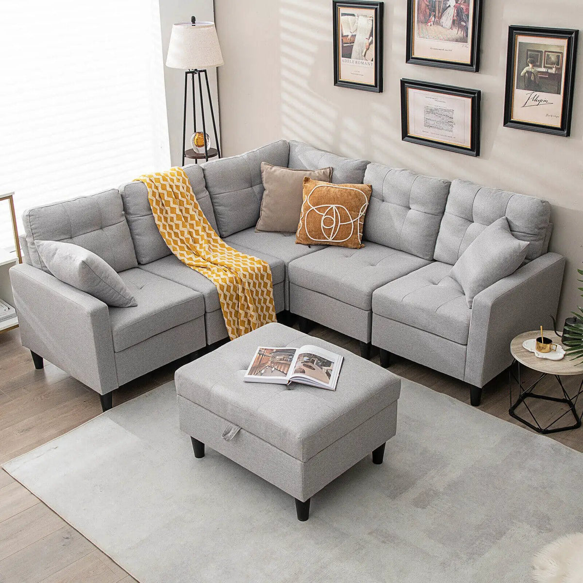 L-shaped Sectional Corner Sofa Set with Storage Ottoman, photo 3 of 16