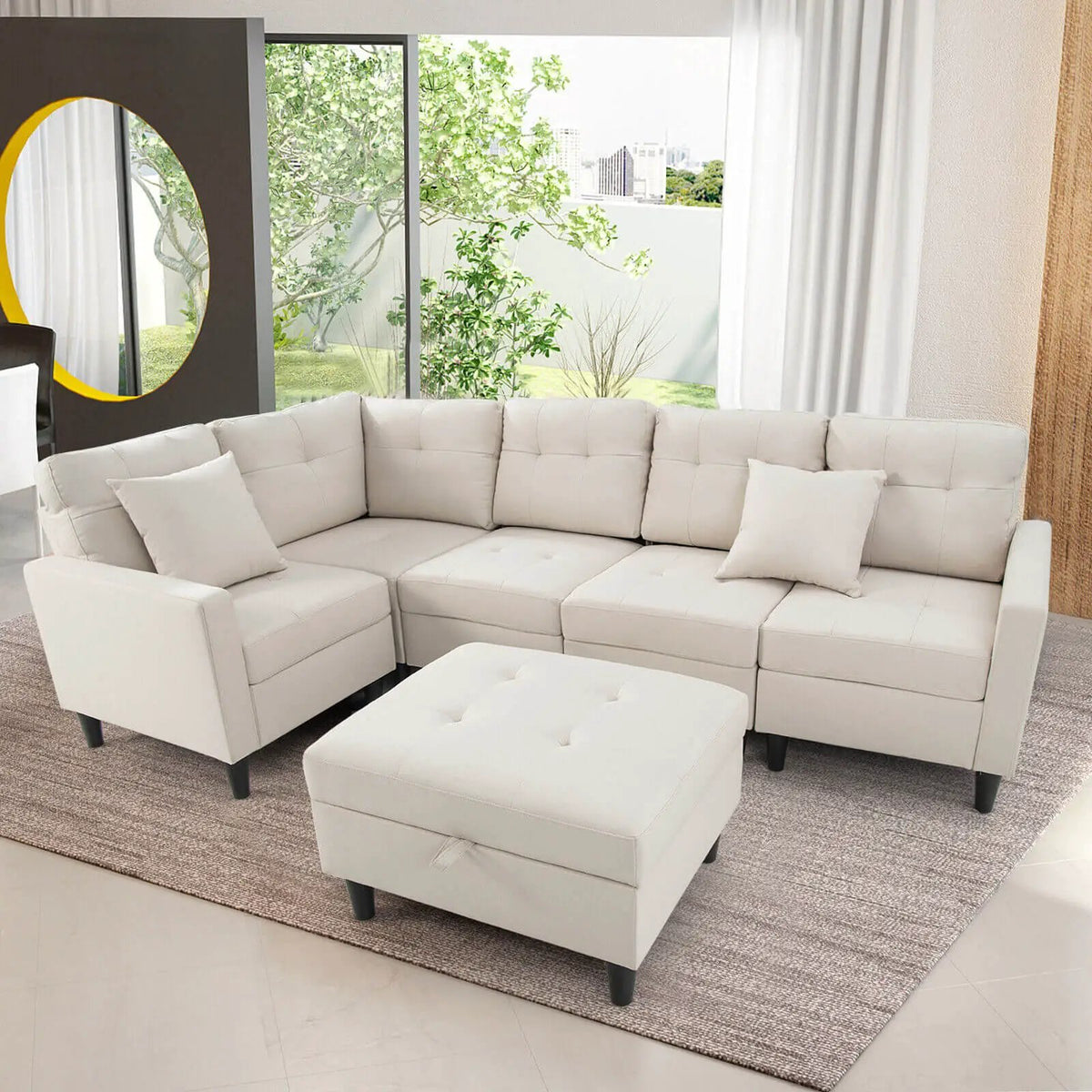 L-shaped Sectional Corner Sofa Set with Storage Ottoman, photo 14 of 16