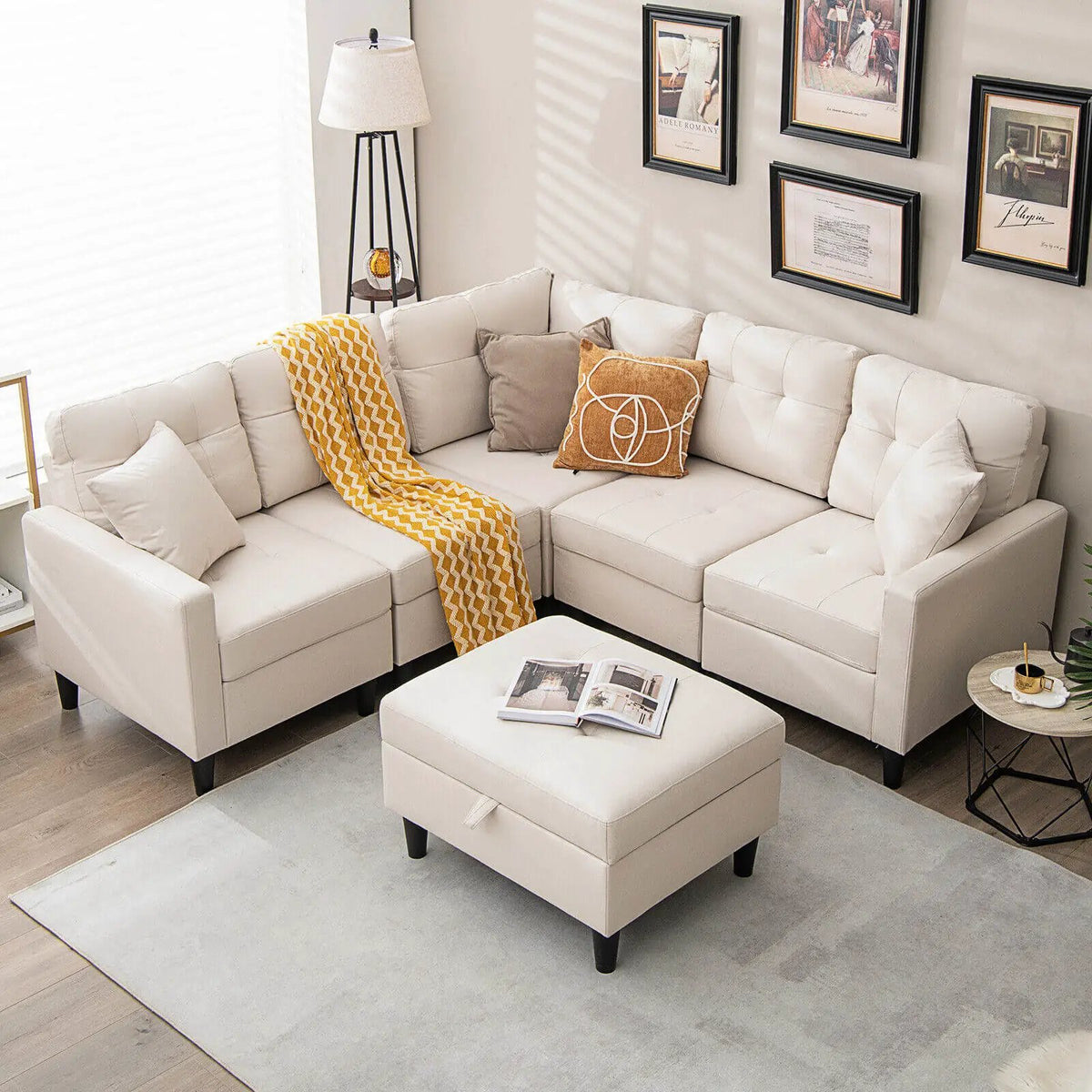 L-shaped Sectional Corner Sofa Set with Storage Ottoman, photo 6 of 16