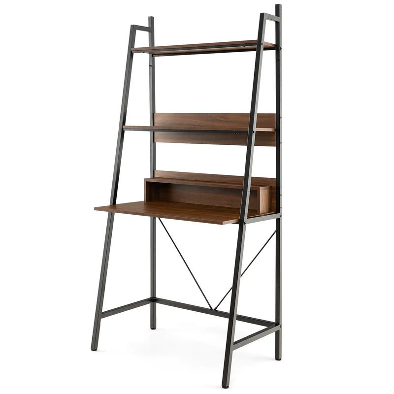 71” High Freestanding Laptop Desk with Open Shelves for Living Room Bedroom Study-Brown by DirectDeals