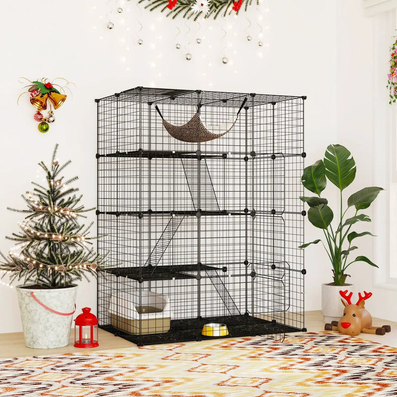 4-Tier Cat Cage with Skylight and Hammock for 1-4 Cats by DirectDeals
