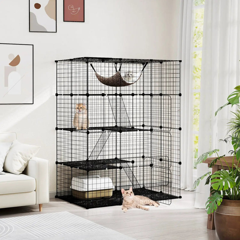 4-Tier Cat Cage with Skylight and Hammock for 1-4 Cats by DirectDeals