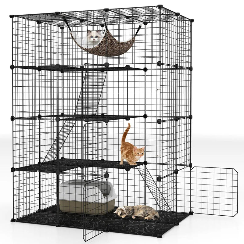 4-Tier Cat Cage with Skylight and Hammock for 1-4 Cats by DirectDeals