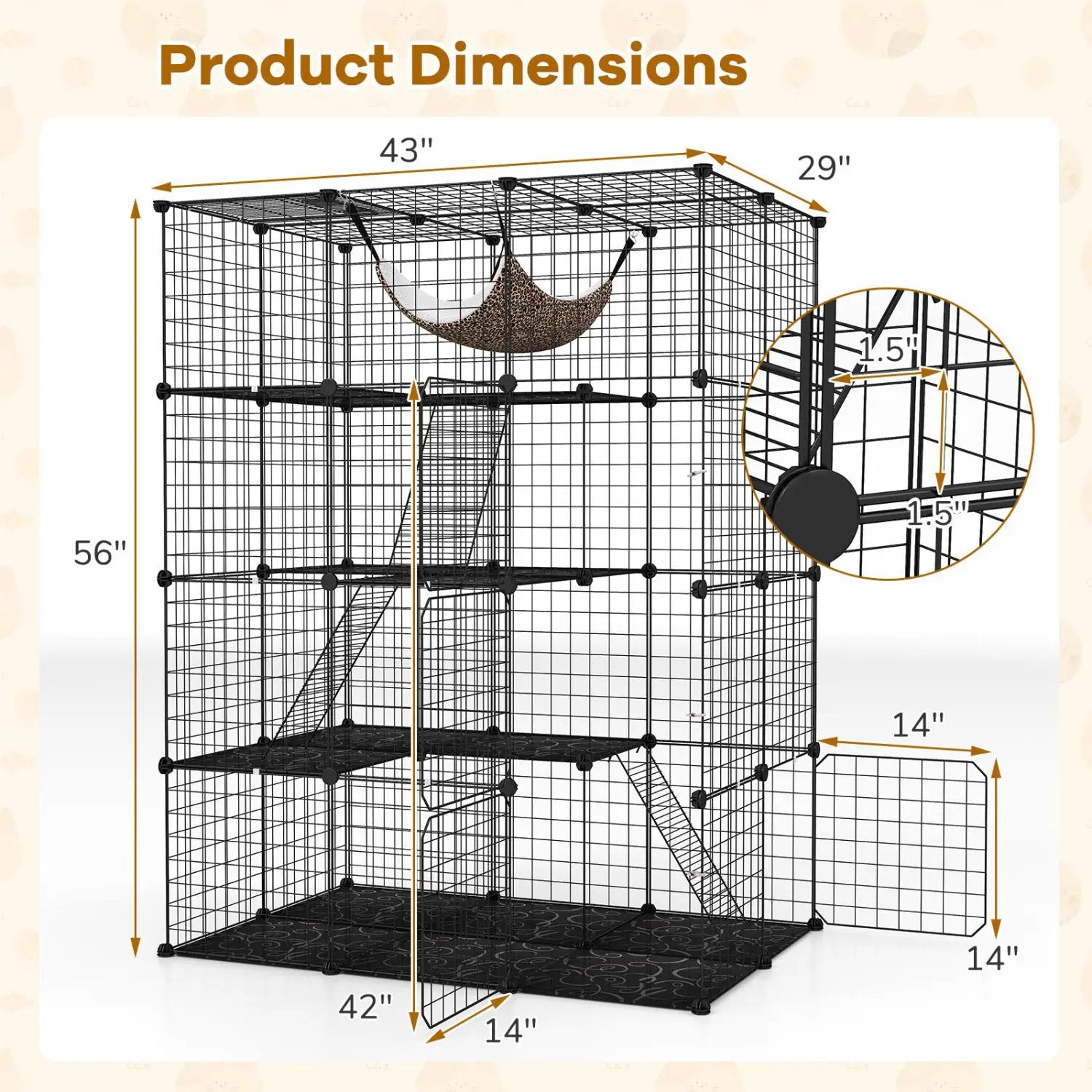 4-Tier Cat Cage with Skylight and Hammock for 1-4 Cats by DirectDeals