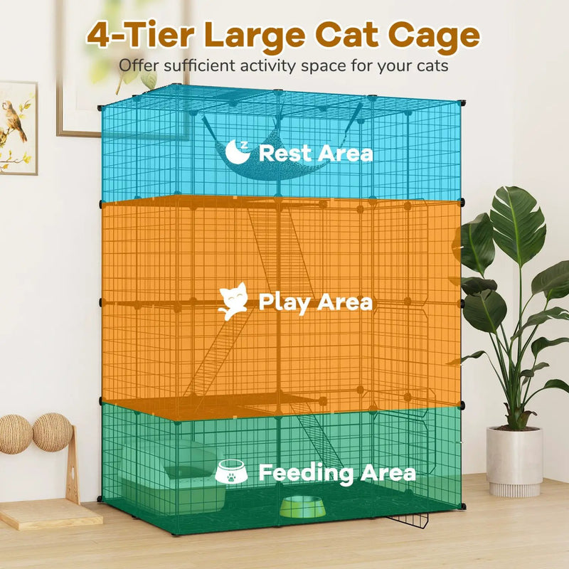 4-Tier Cat Cage with Skylight and Hammock for 1-4 Cats by DirectDeals