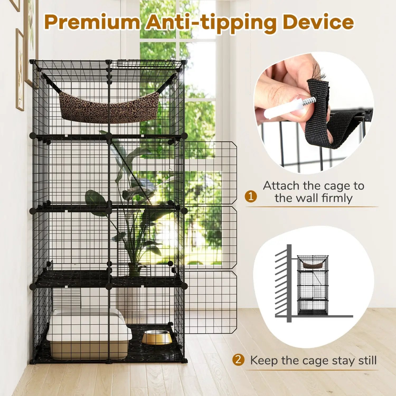4-Tier Cat Cage with Skylight and Hammock for 1-4 Cats by DirectDeals