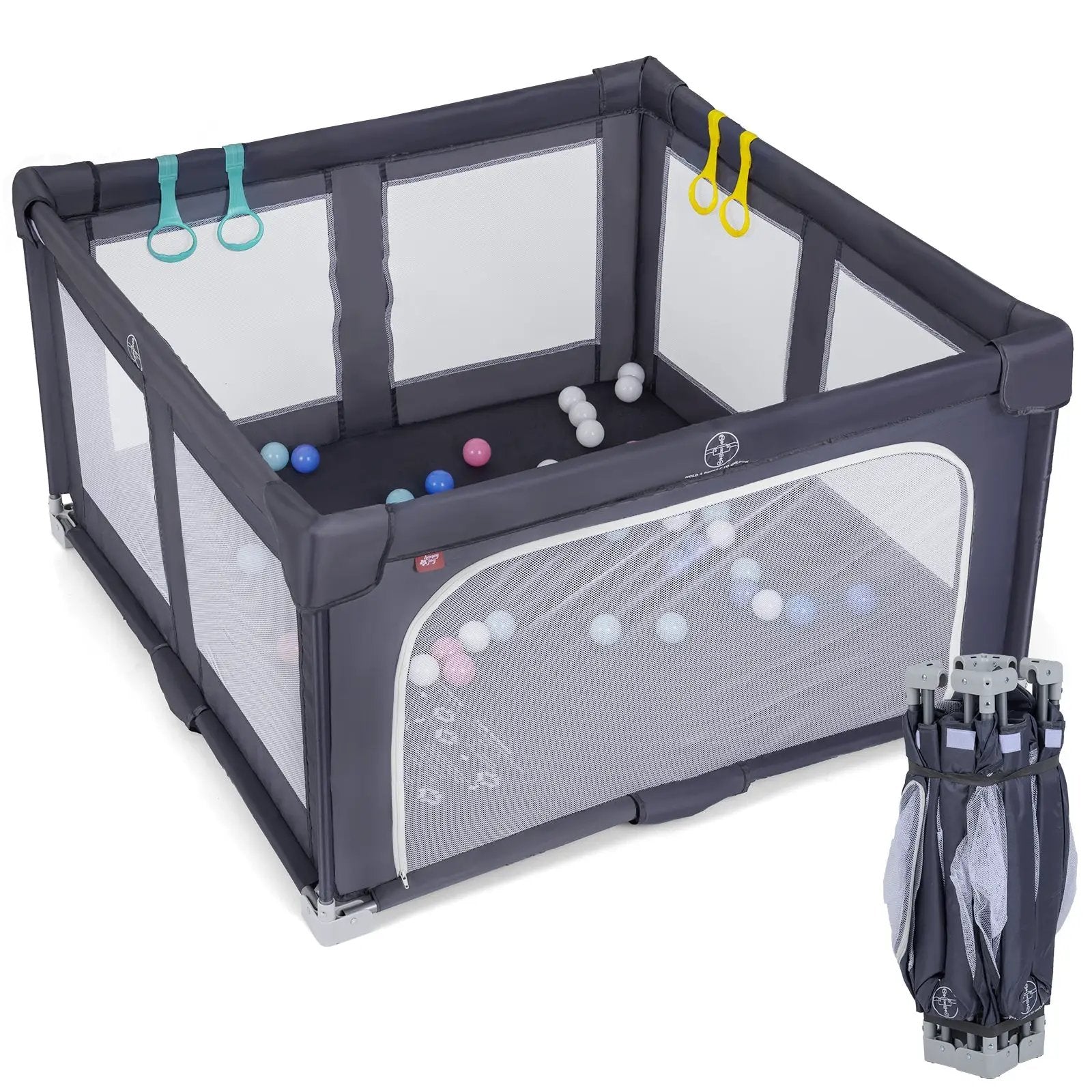 Large Baby Playpen BPA-Free Foldable Toddlers Safety Fence Play Yard-Dark Grey by DirectDeals