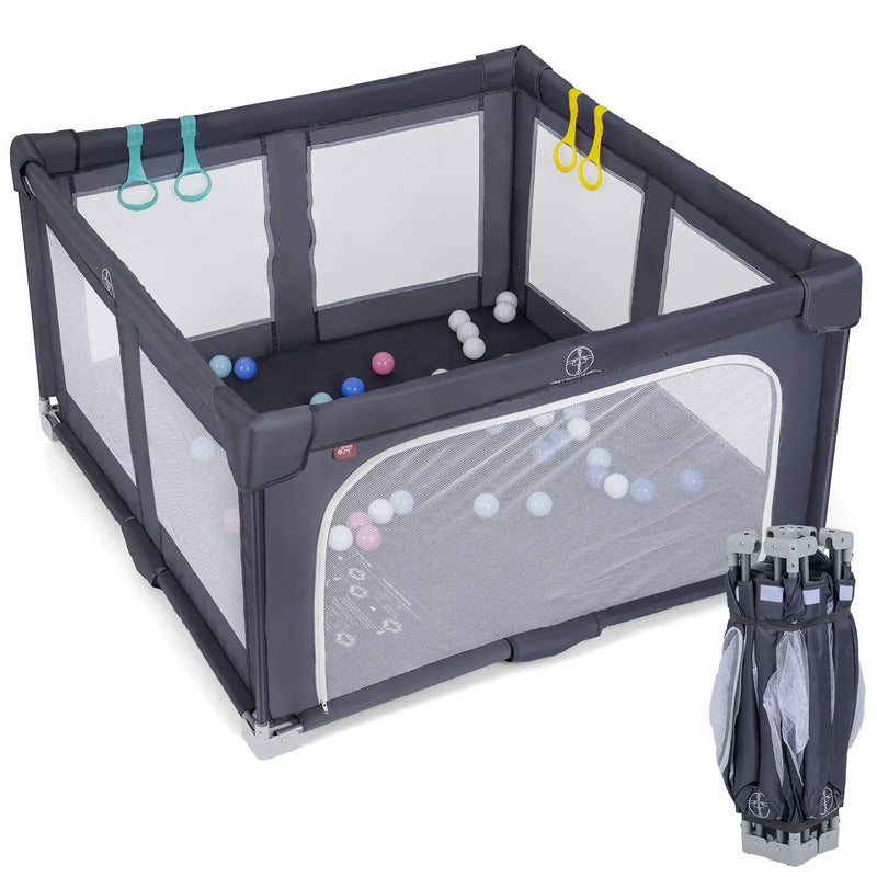 Large Baby Playpen BPA-Free Foldable Toddlers Safety Fence Play Yard-Dark Grey by DirectDeals