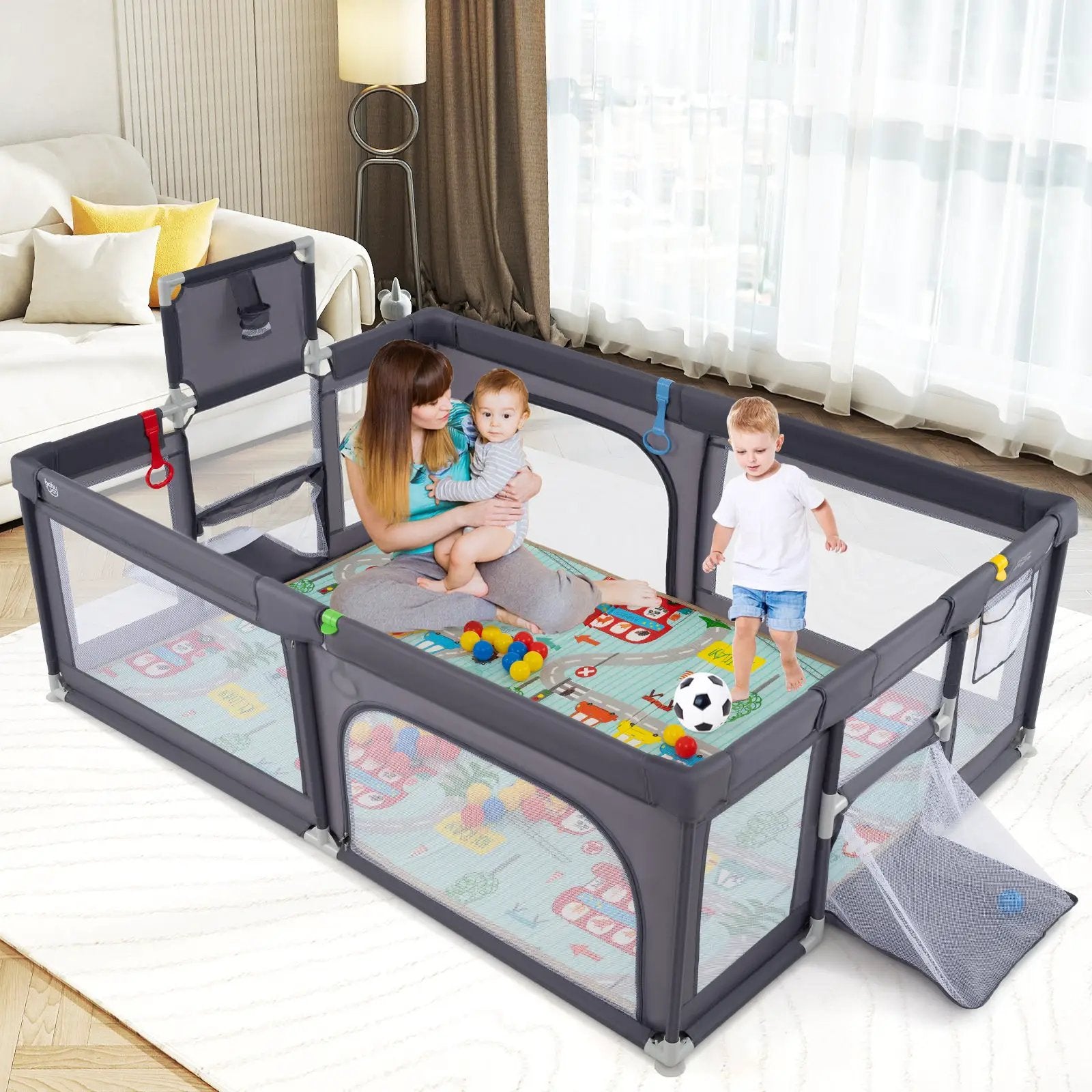 Large Baby Playpen with Mat and Ocean Balls by DirectDeals