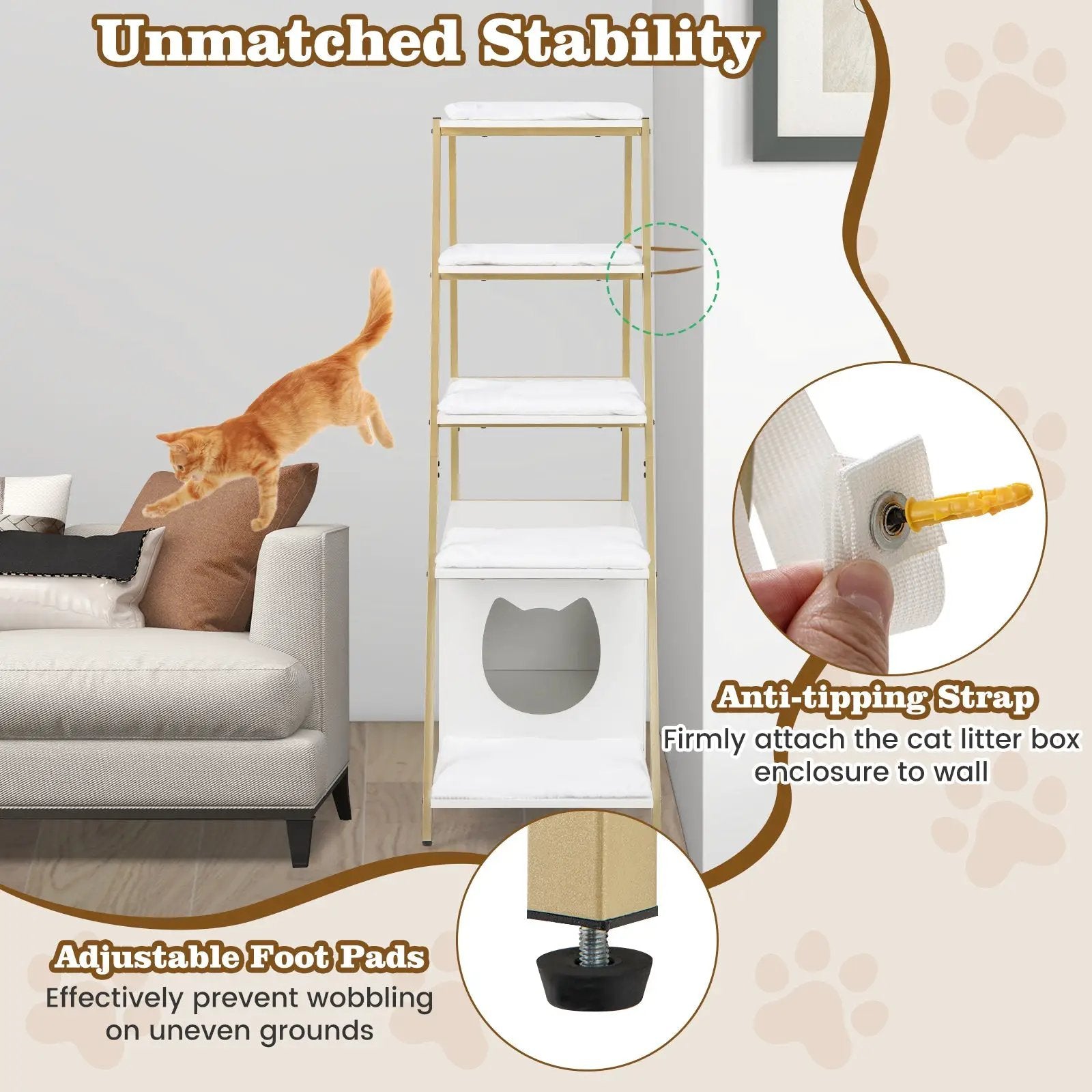 Large Cat Litter Box Enclosure with Storage and Ladder Shelf by DirectDeals