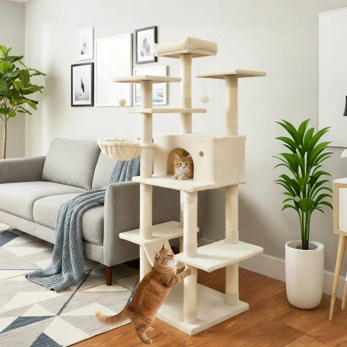 Large Cat Tree for Indoor Cats 63" Tall Cat Tower, photo 4 of 24