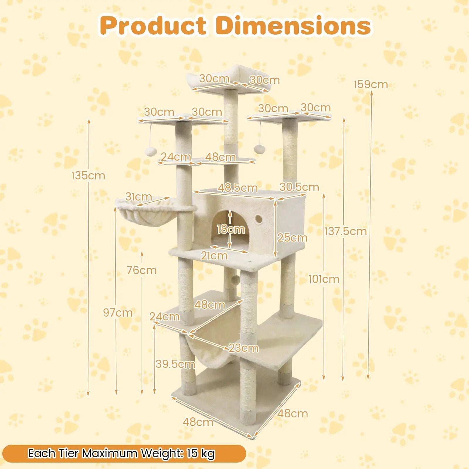 Large Cat Tree for Indoor Cats 63" Tall Cat Tower by DirectDeals