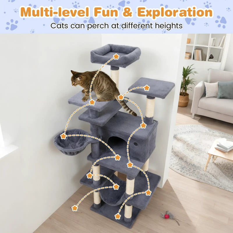 Large Cat Tree for Indoor Cats 63" Tall Cat Tower by DirectDeals