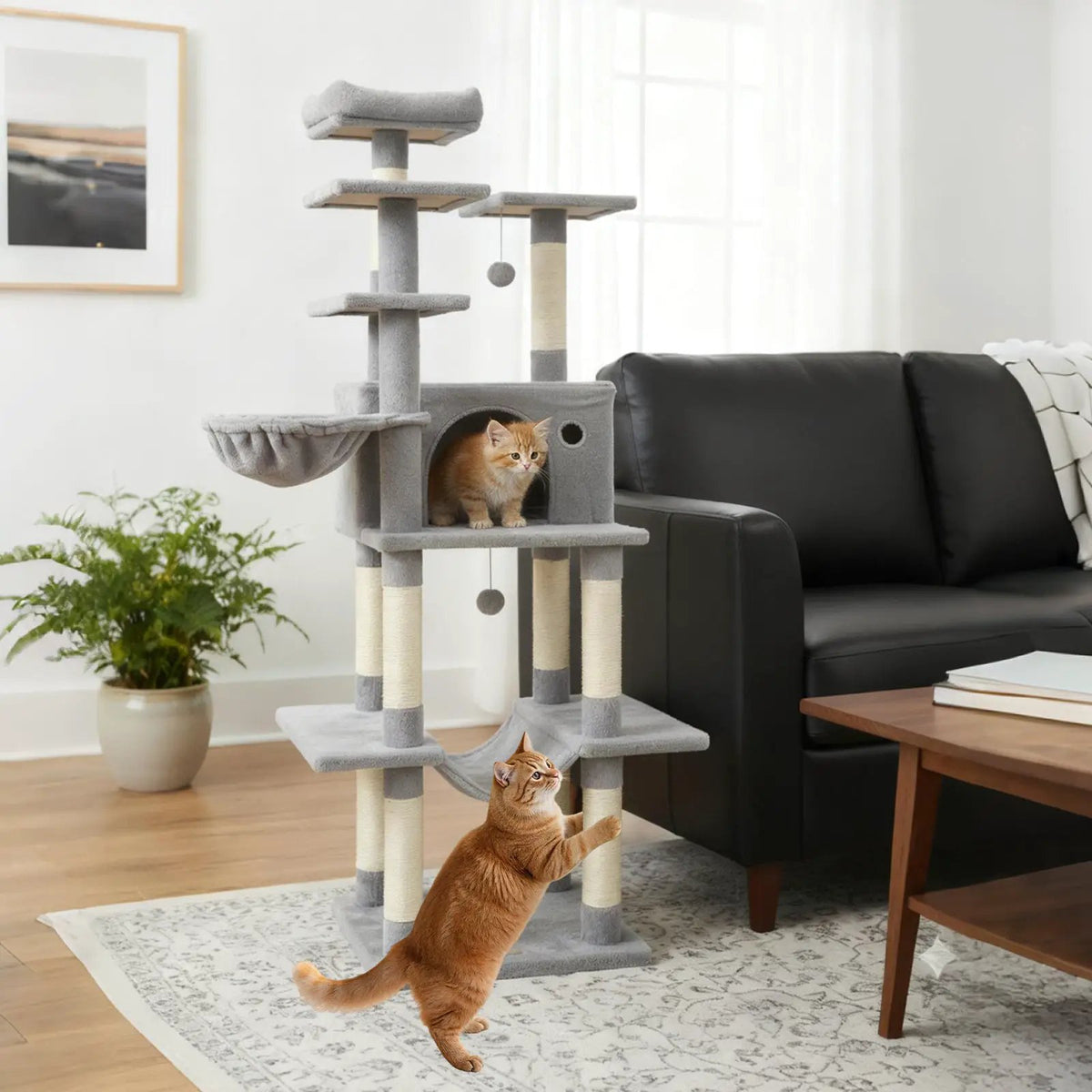 Large Cat Tree for Indoor Cats 63" Tall Cat Tower, photo 6 of 24