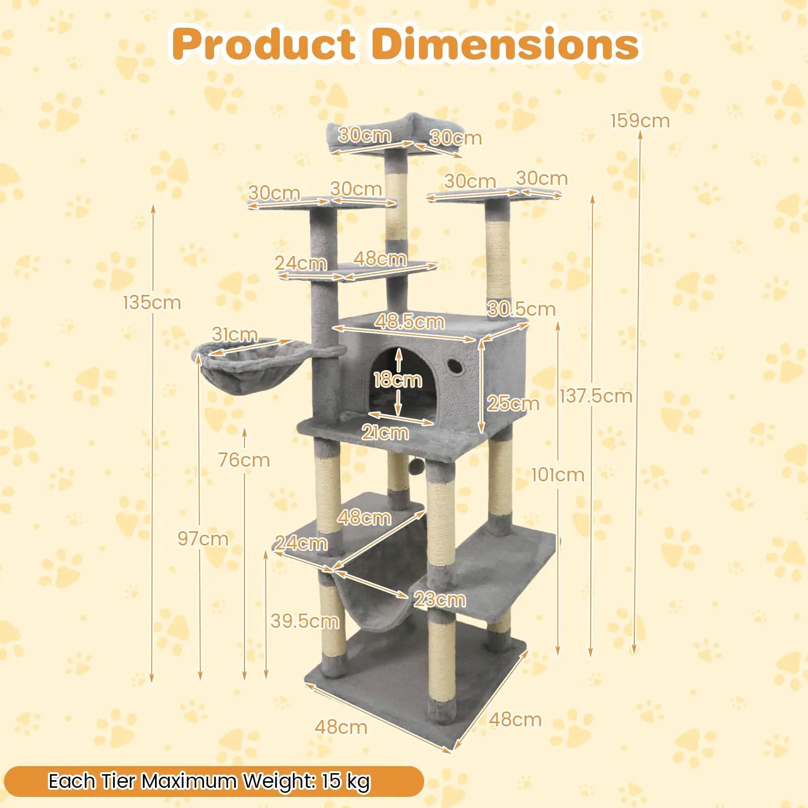 Large Cat Tree for Indoor Cats 63" Tall Cat Tower by DirectDeals