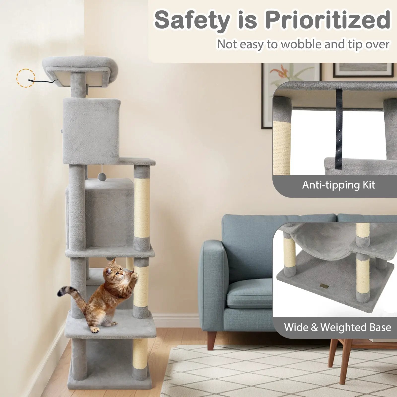 Large Cat Tree for Indoor Cats 70" Tall Cat Tower by DirectDeals