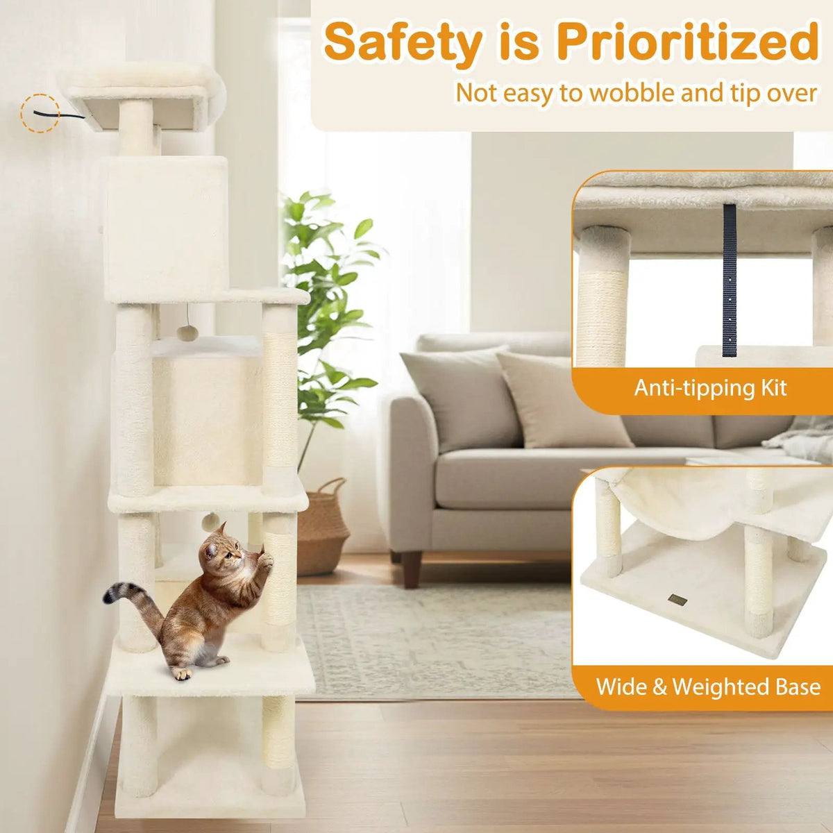Large Cat Tree for Indoor Cats 70" Tall Cat Tower, photo 20 of 24
