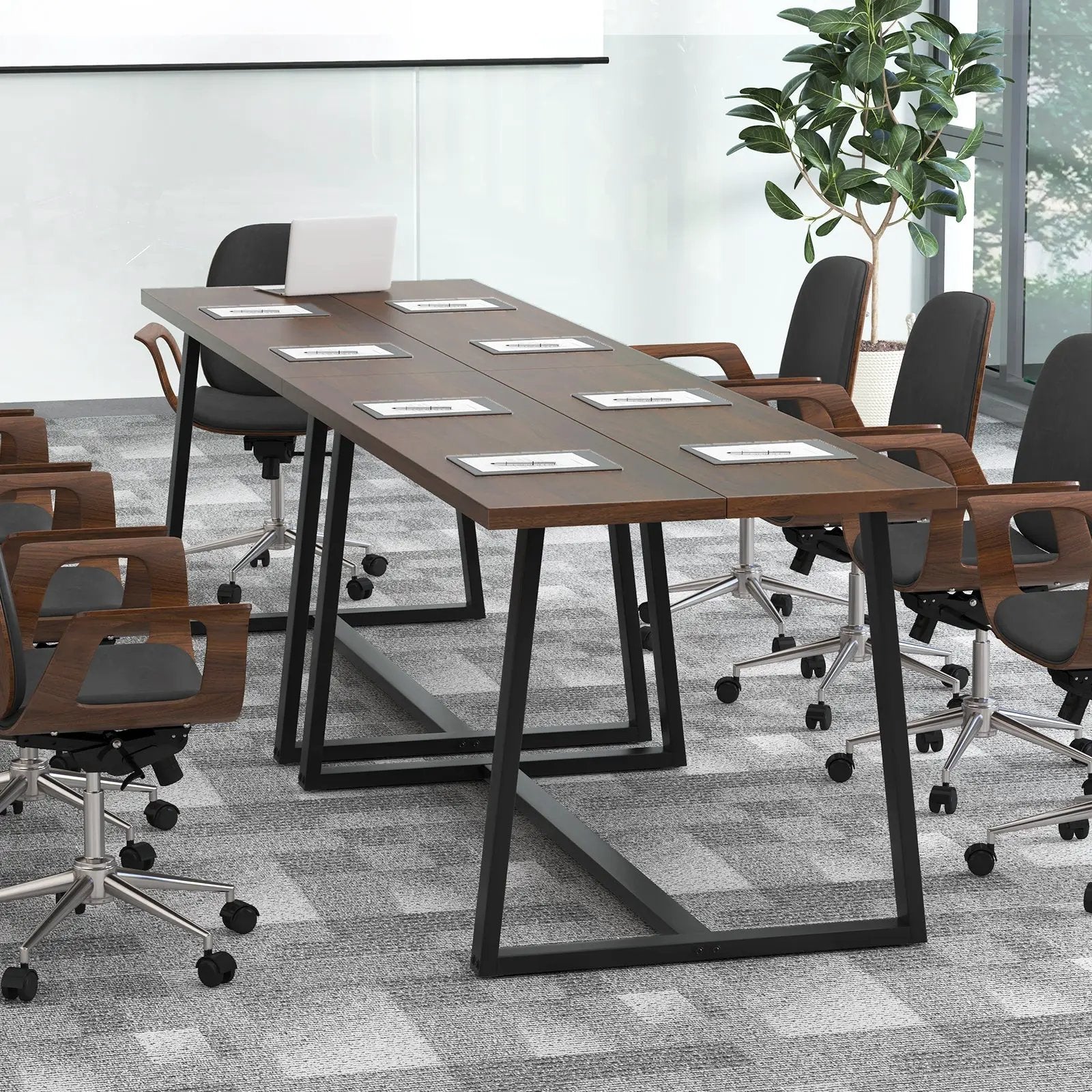 Large Dining Table with Heavy-duty Metal Frame and Anti-slip Foot Pads by DirectDeals
